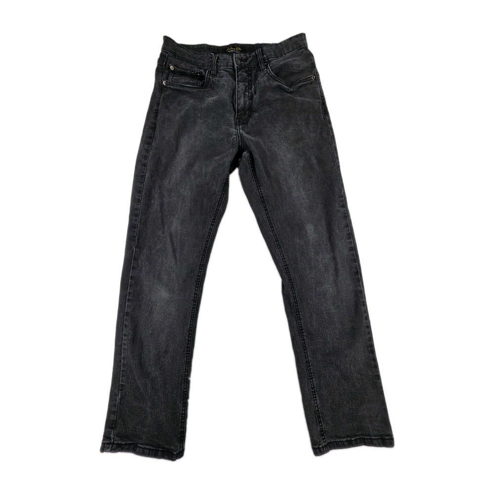 Urban Star 30x30 Jeans Black Faded Distressed Relaxed Fit Straight Leg Stretch